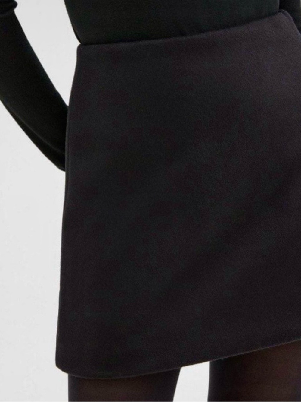 Theory Black Mini Skirt - Luxurious Wool/Cashmere-A-Line Silhouette-FALL-STAPLE
